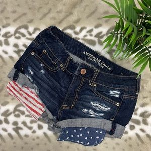 American Eagle Red, White & Blue Jean Shorts